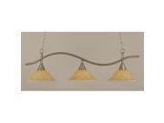 Toltec Swoop 3 Light Island Light in Brushed Nickel with 12 Italian Marble Glass