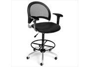 OFM Moon Swivel Vinyl Drafting Chair with Arms and Drafting Kit in Black