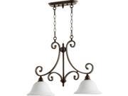 Quorum Bryant 2 Light Island Light in Oiled Bronze and Satin Opal