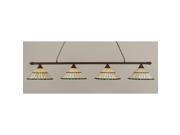 Toltec Oxford 4 Light Bar in Bronze with 15.5 Honey Glass and Green Jewels Tiffany Glass