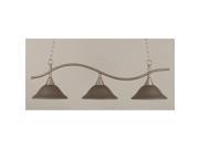 Toltec Swoop 3 Light Island Light in Brushed Nickel with 12 Gray Linen Glass