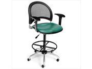 OFM Moon Swivel Vinyl Drafting Chair with Arms and Drafting Kit in Teal