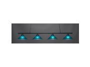 Toltec Oxford 4 Light Bar in Matte Black with 16 Teal Crystal Glass