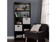 South Shore Axess 5 Shelf Wood Bookcase in Chocolate with 2 Baskets