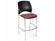 OFM Star 31.25 Chrome Stool with Frame in Wine set of 2