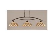 Toltec Bow 3 Light Bar in Dark Granite with 16 Honey and Brown Scallop Tiffany Glass