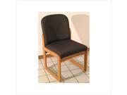 Dakota Wave Prairie Sled Base Armless Chair in Medium Oak Green Vinyl