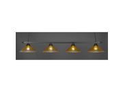 Toltec Square 4 Light Bar in Matte Black with 16 Gold Champagne Crystal Glass