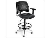 OFM Star Swivel Plastic Drafting Chair with Arms and Drafting Kit in Black