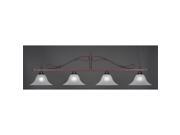 Toltec Scroll 4 Light Bar in Bronze with 14 White Marble Glass