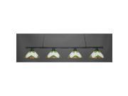 Toltec Oxford 4 Light Bar in Matte Black with 15 Green Sunray Tiffany Glass
