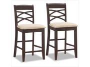 Leick Furniture Wood Double Crossback 24 Stool in Wenge Set of 2