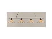 Toltec Oxford 4 Light Bar in Dark Granite with 16 Honey and Burgundy Flair Tiffany Glass