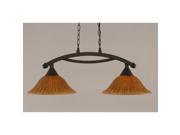Toltec Lighting Bow 2 Light Island Light Shown in Bronze Finish with 12 Tiger Glass Bronze 872 BRZ 529