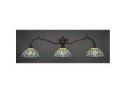 Toltec Octopus 3 Light Bar in Bronze with 16 Crescent Tiffany Glass