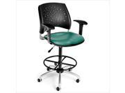 OFM Star Swivel Drafting Chair with Vinyl Seats and Arms in Teal