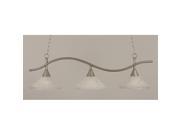 Toltec Swoop 3 Light Island Light in Brushed Nickel with 12 Frosted Crystal Glass