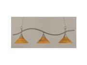 Toltec Swoop 3 Light Island Light in Brushed Nickel with 12 Firre Saturn Glass