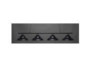 Toltec Oxford 4 Light Bar in Matte Black with 16 Matte Black Double Bubble Metal Shades