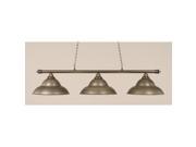 Toltec Oxford 3 Light Bar in Brushed Nickel with 16 Brushed Nickel Double Bubble Metal Shades