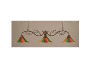 Toltec Lighting Jazz 3 Light Billiard Light 14 Mardi Gras Glass 843 BRZ 764