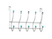Elegant Home Fashions Over The Door Rack in Light Blue and Chrome