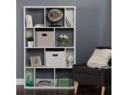 South Shore Reveal 12 Cubby Wood Bookcase in White with 2 Baskets