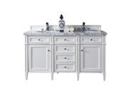 James Martin Brittany 60 Double Bathroom Vanity in White 3cm Shadow Gray