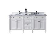 James Martin Brittany 72 Double Bathroom Vanity in White 3cm Shadow Gray