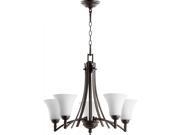 Quorum Aspen 5 Light Chandelier in Oiled Bronze and Satin Opal