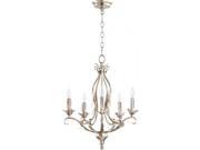 Quorum Flora 5 Light Chandelier in Aged Silver Leaf and White Linen