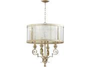 Quorum Champlain 4 Light Drum Shade Chandelier in Aged Silver Leaf