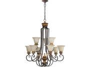 Quorum Capella 9 Light Up Chandelier in Toasted Sienna With Golden Fawn