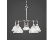 Toltec Vintage 5 Light Chandelier in Aged Silver with 7 Italian Ice Glass