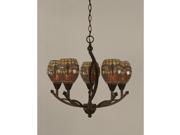 Toltec Bow 5 Light Chandelier in Bronze with 5.5 Amber Dragonfly Tiffany Glass