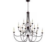 Quorum Brooks 15 Light Up Chandelier in Oiled Bronze