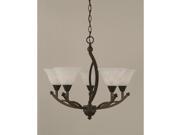 Toltec Bow 5 Light Chandelier in Bronze with 7 White Marble Glass