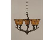 Toltec Bow 5 Light Chandelier in Bronze with 7 Penshell Resin Shade