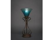 Toltec Swan Mini Table Lamp in Bronze with 7 Teal Crystal Glass