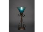 Toltec Swan Mini Table Lamp in Bronze with 7 Teal Crystal Glass