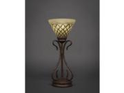 Toltec Swan Mini Table Lamp in Bronze with 7 Chocolate Icing Glass