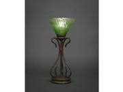 Toltec Swan Mini Table Lamp in Bronze with 7 Kiwi Green Crystal Glass