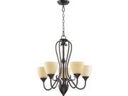 Quorum Powell 5 Light Up Chandelier in Toasted Sienna