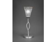 Toltec Revo Mini Table Lamp in Aged Silver with 5.5 Fluted Frosted Crystal Glass