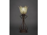 Toltec Swan Mini Table Lamp in Bronze with 7 Vanilla Leaf Glass
