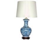 Oriental Furniture 24.5 Round Vase Lamp in Blue and White