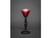 Toltec Elegante Mini Table Lamp in Dark Granite with 7 Raspberry Crystal Glass