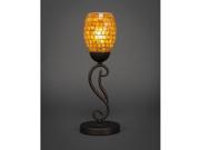 Toltec Olde Iron Mini Table Lamp in Bronze with 5 Copper Mosaic Glass