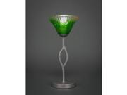 Toltec Revo Mini Table Lamp in Aged Silver with 7 Kiwi Green Crystal Glass