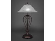 Toltec Olde Iron Table Lamp in Bronze with 16 White Marble Glass